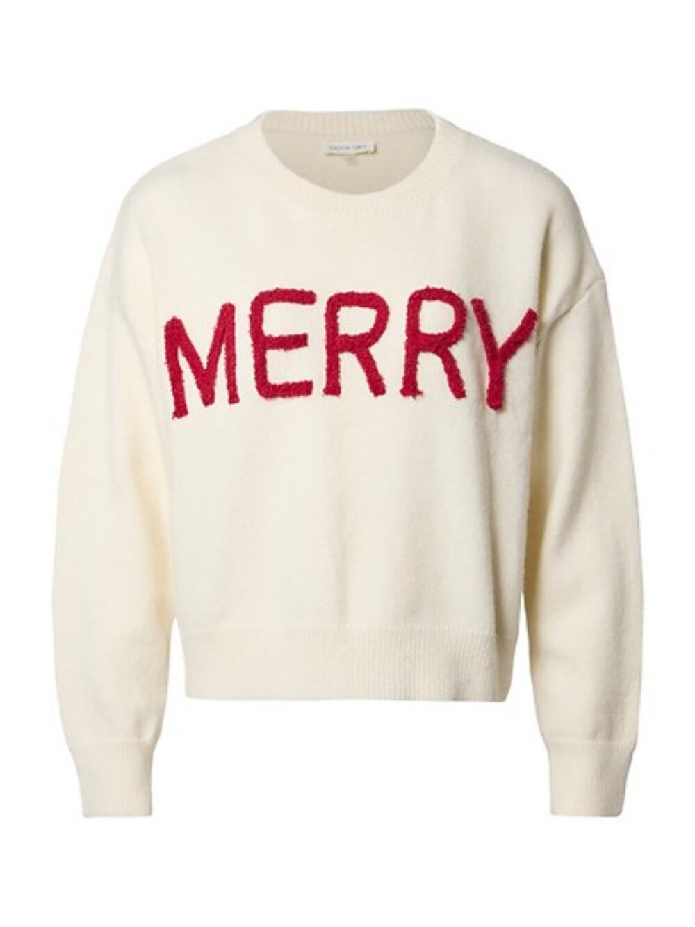 OLIVIA GREY Women's 'Merry' Verbiage Sweater Size XS In Cream/Red
